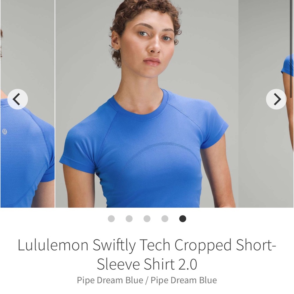 Lululemon Swiftly Tech Cropped Short Sleeve Shirt 2.0 Pipe Dream Blue Sz 4 RARE
